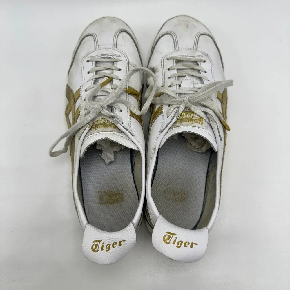 Onitsuka Tiger Mexico 66 White Gold Leather Sneakers 1183A499 Mens 8 Womens 9.5